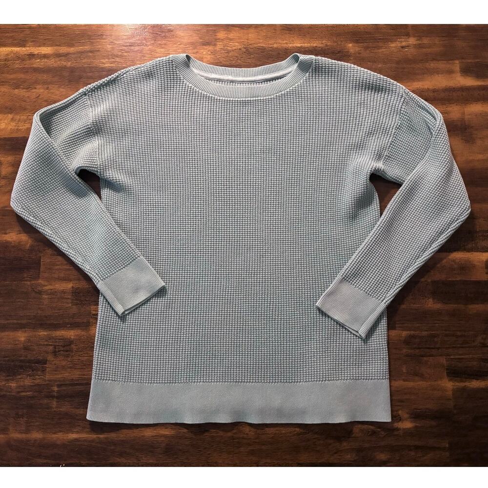 LL Bean Women’s Large Sweater Top 100% Cotton Waffle Knit Pullover